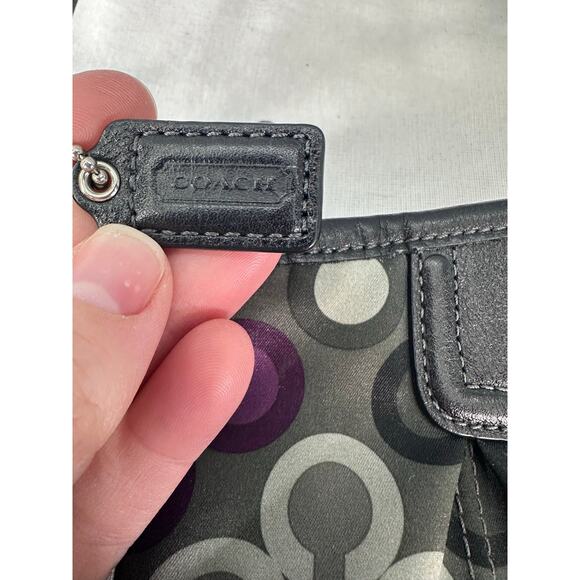 Coach Y2K Wristlet Clutch Small Purse Madison Clover Print Purple Grey & Black - Picture 6 of 10